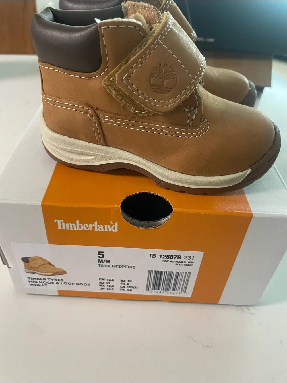 Timberland Toddler Tan Leather Hook-and-Loop Boots